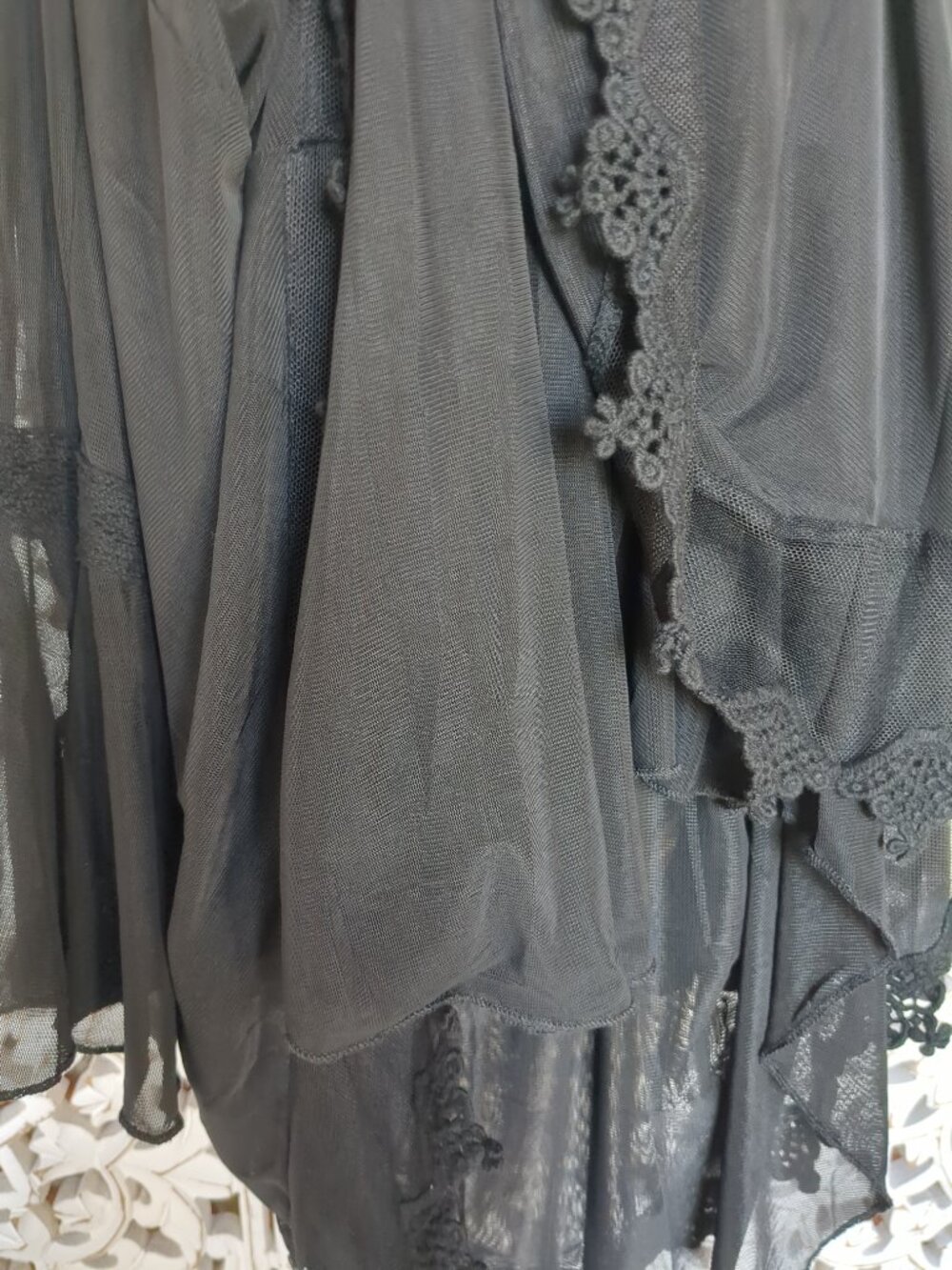 Embroidered Lacey Lined Sheer Long Sleeve Boho Top - Picture 14 of 14